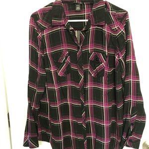 Purple and black plaid button down. Torrid size 1